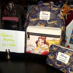 Disney Loungefly Belle Mini Backpack and wallet